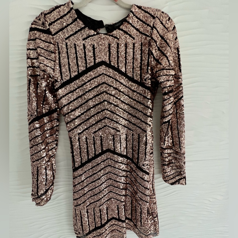 Rose gold -ish sequin backless dress ZARA
